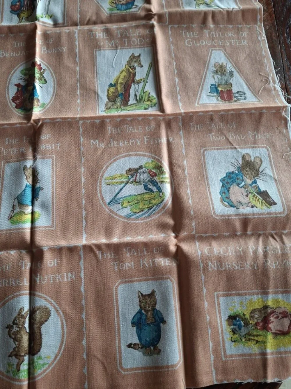Vtg Beatrix Potter Fabric Panel - Cotton -